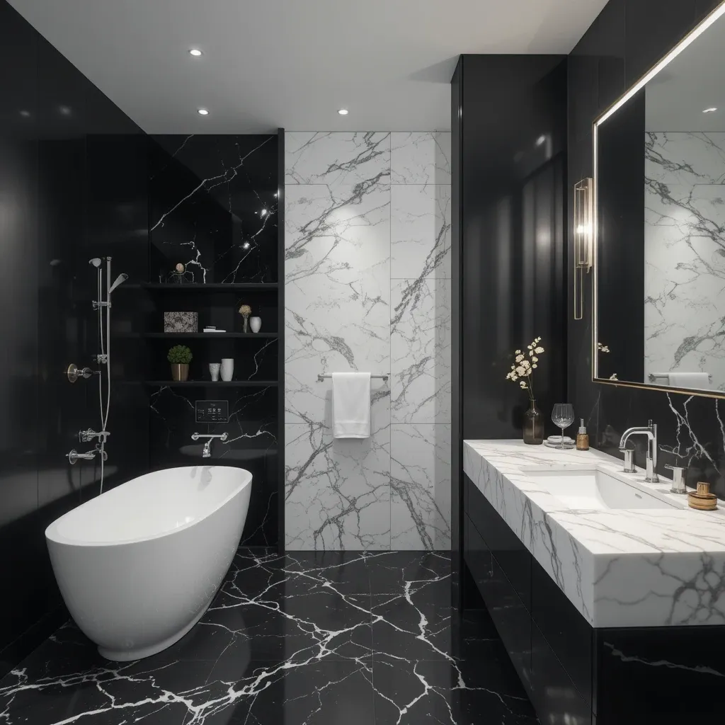 Black Wall in a Modern Bathroom