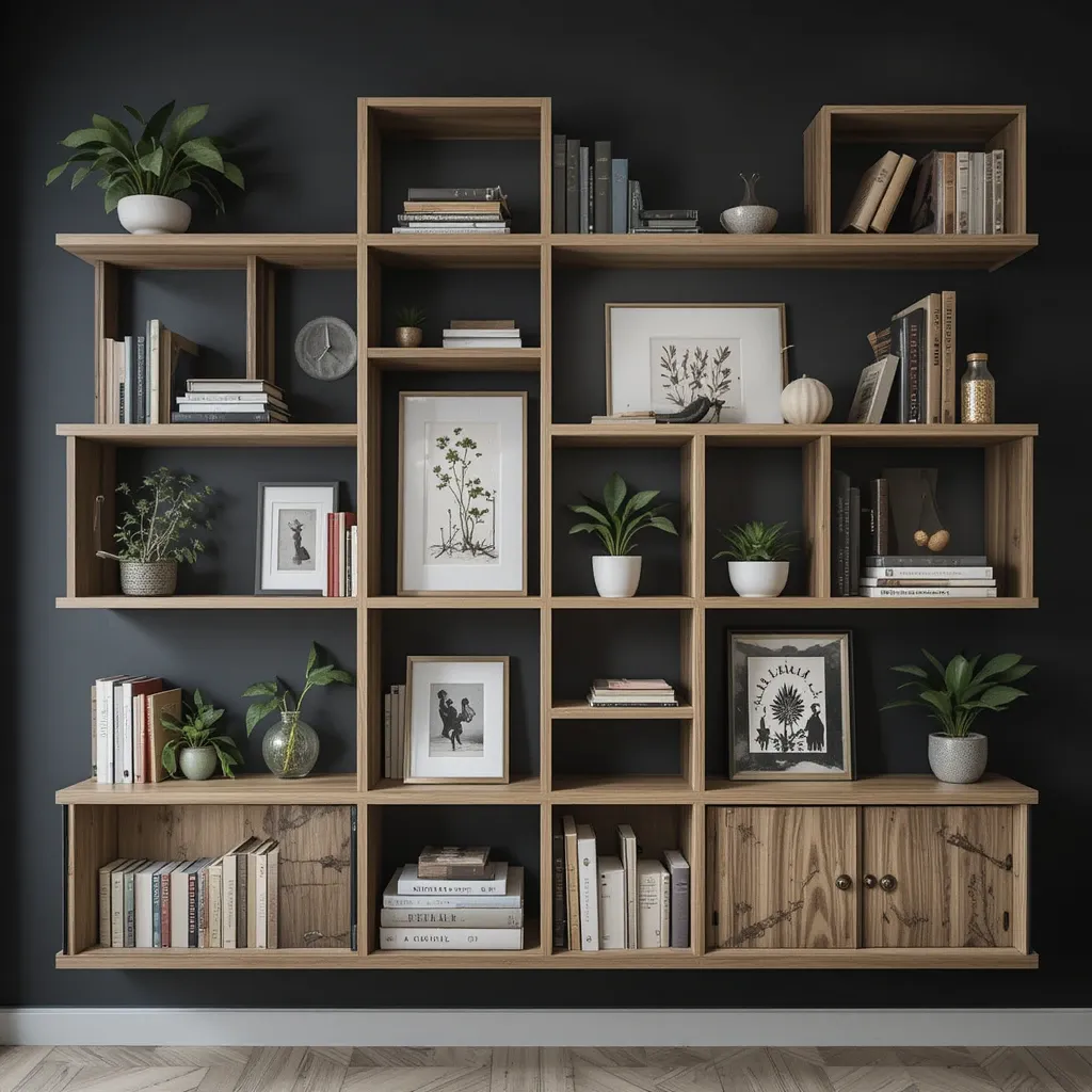 Black Wall with Custom Shelving