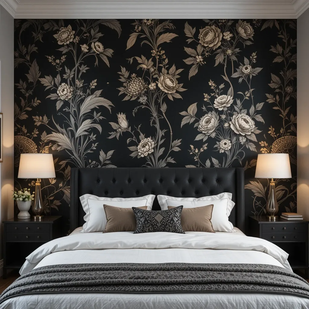 Black Wall with Custom Wallpaper