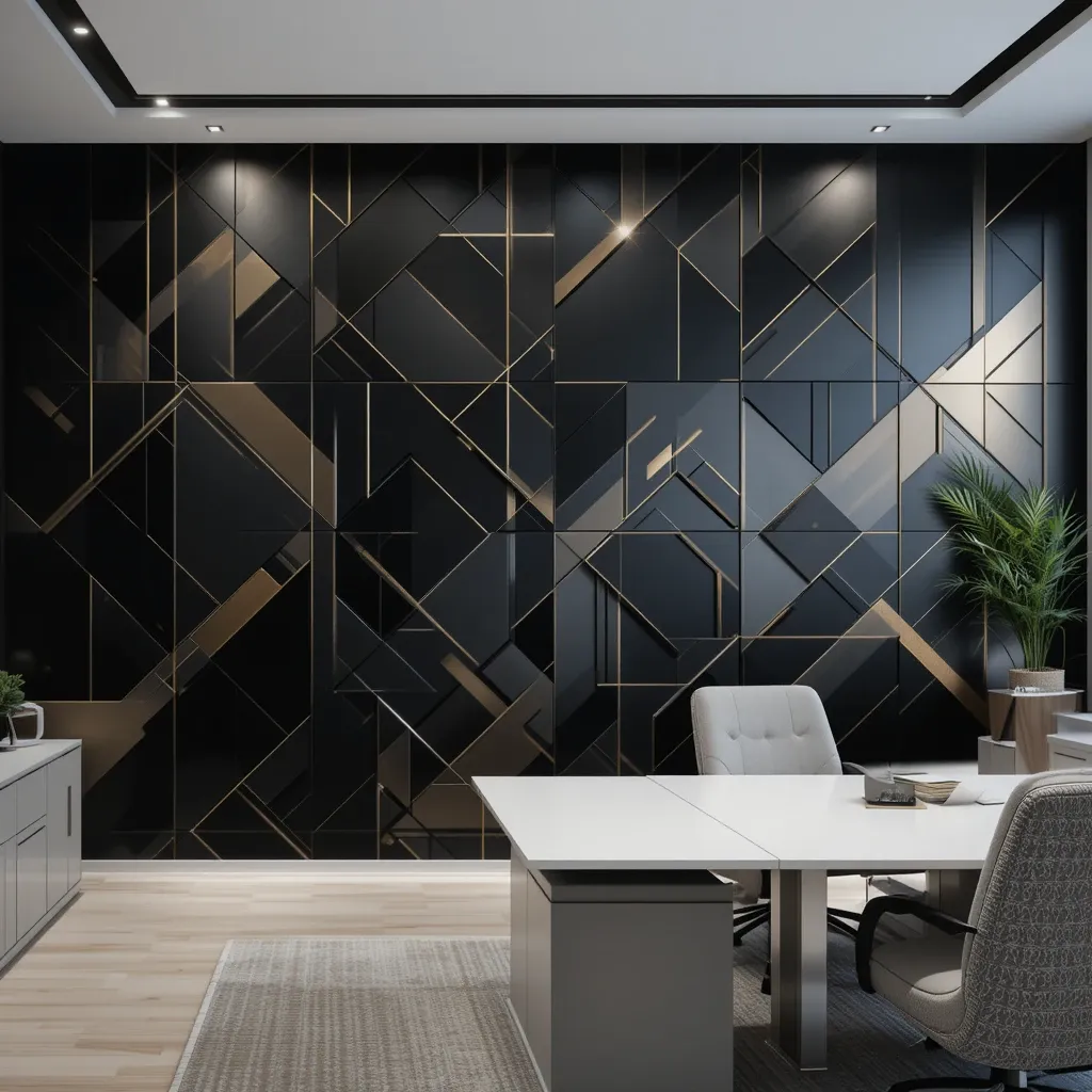 Black Wall with Geometric Patterns