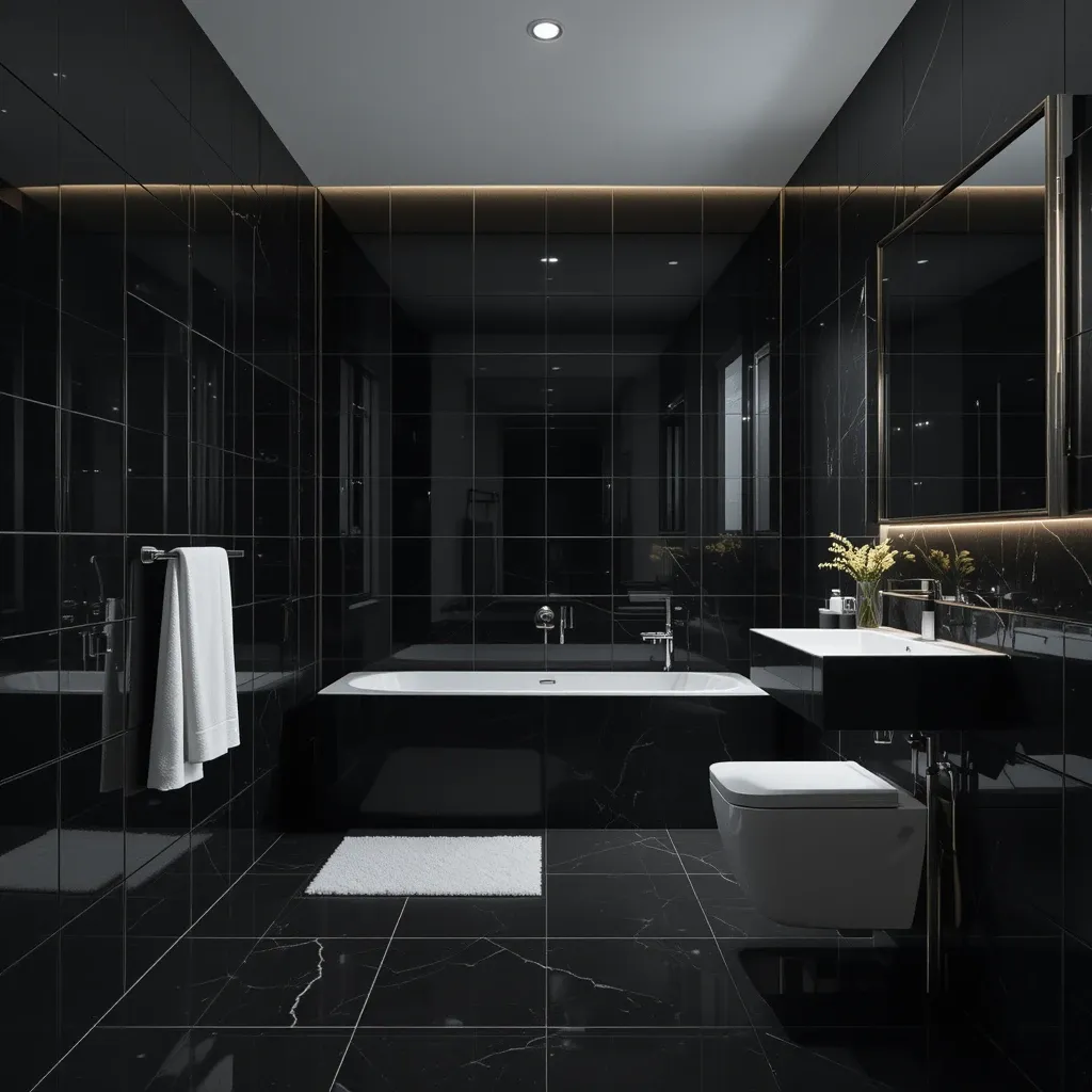 Black Wall with Glossy Tiles