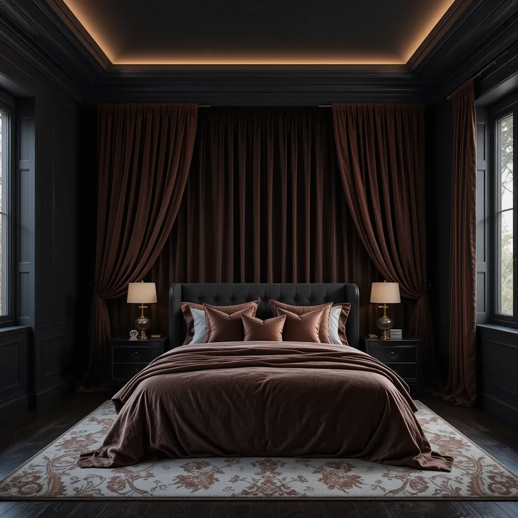 Black Wall with Luxurious Velvet Drapes