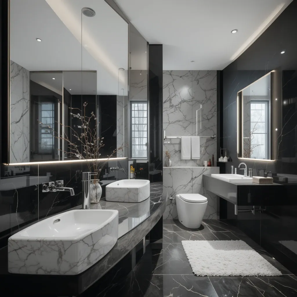 Black Wall with Mirrors