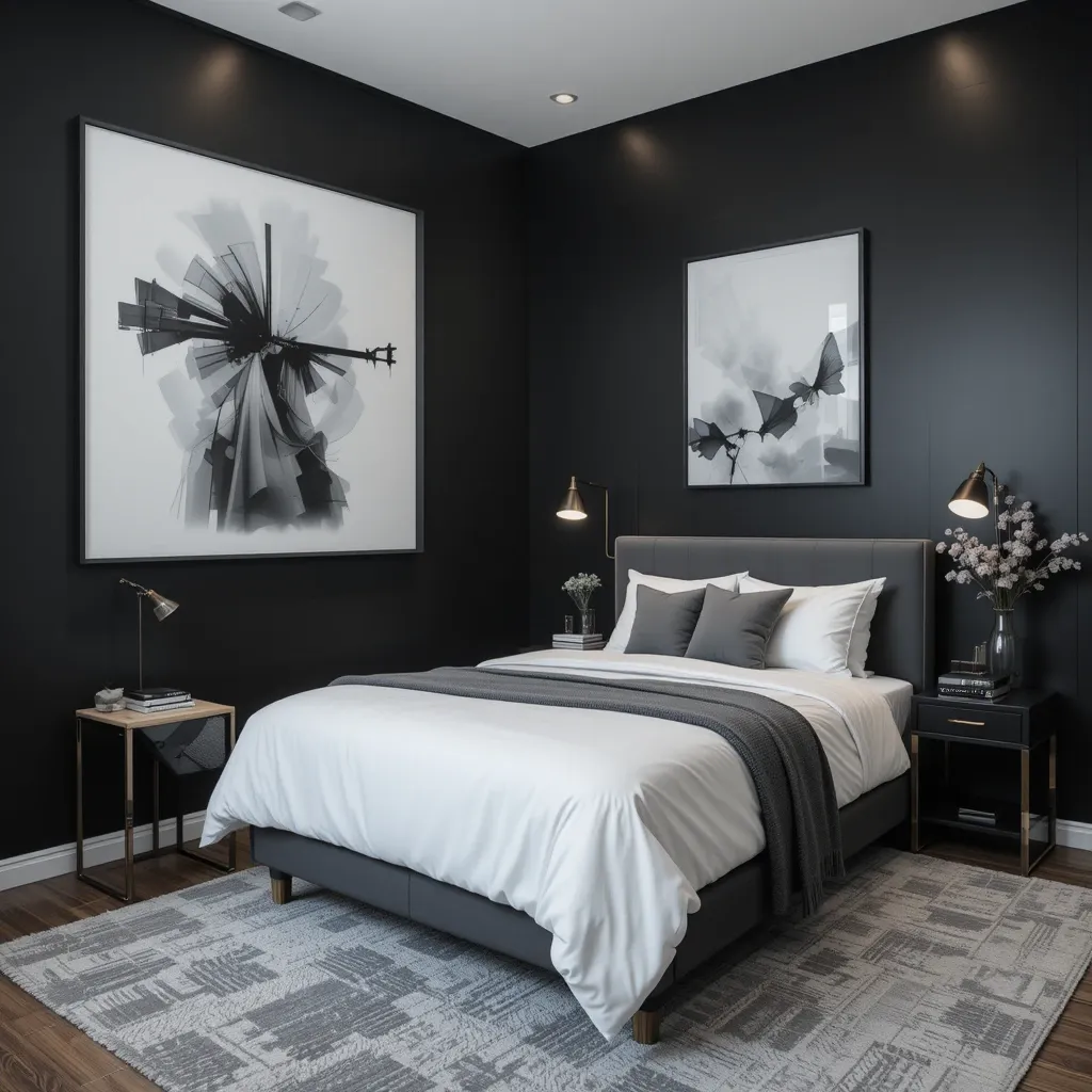 Black Wall with Monochromatic Decor