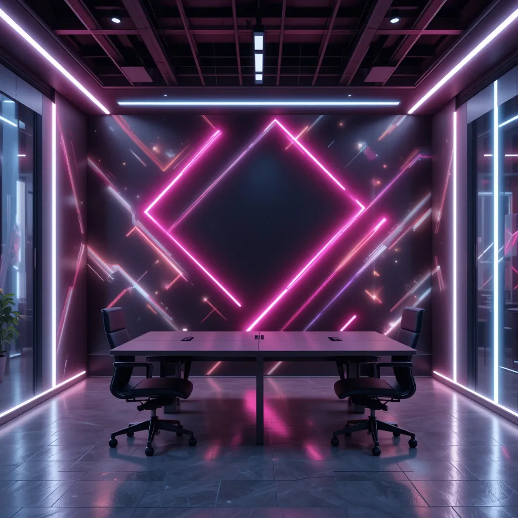 Black Wall with Neon Lights