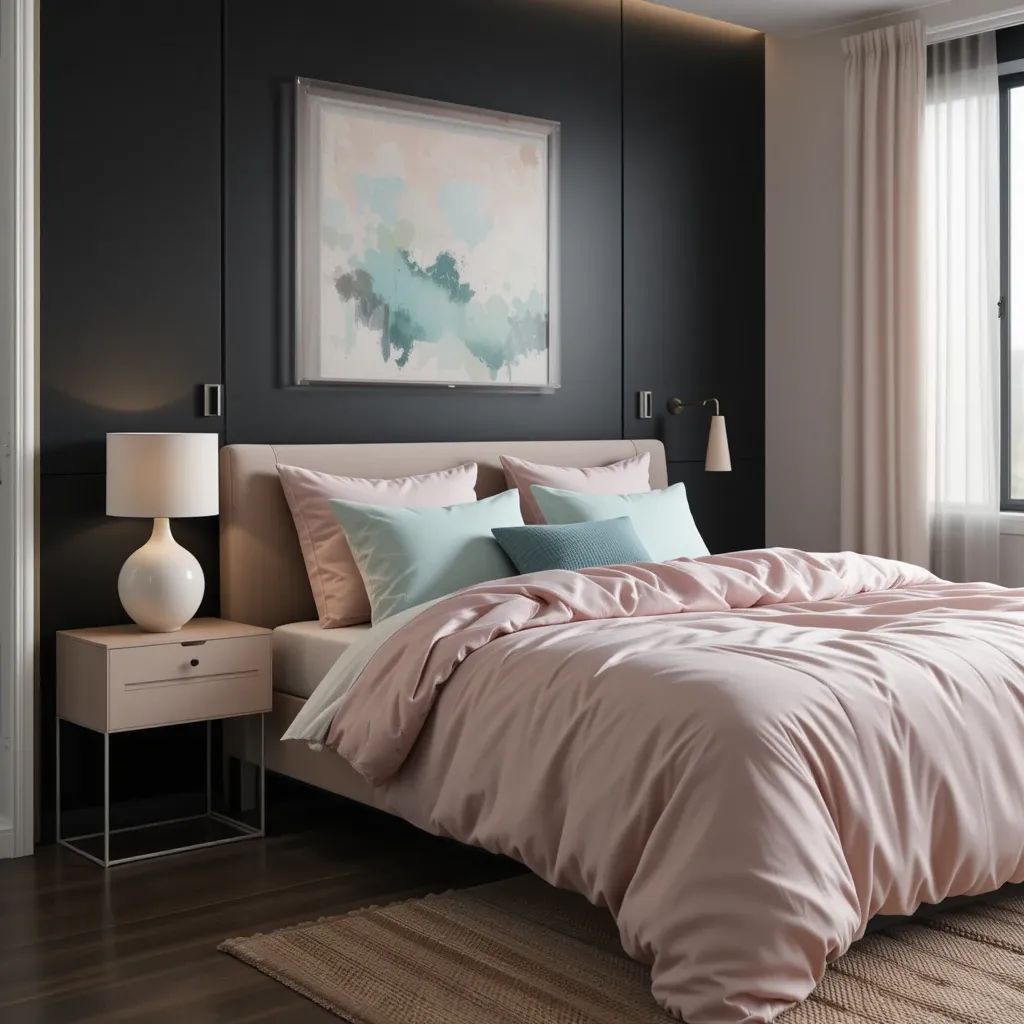 Black Wall with Pastel Accents
