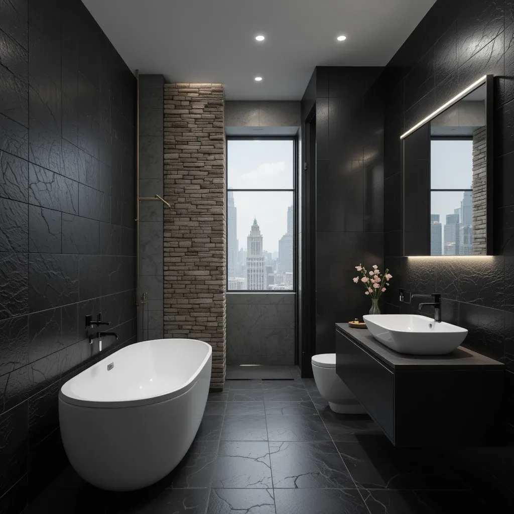 Black Wall with Textured Elements