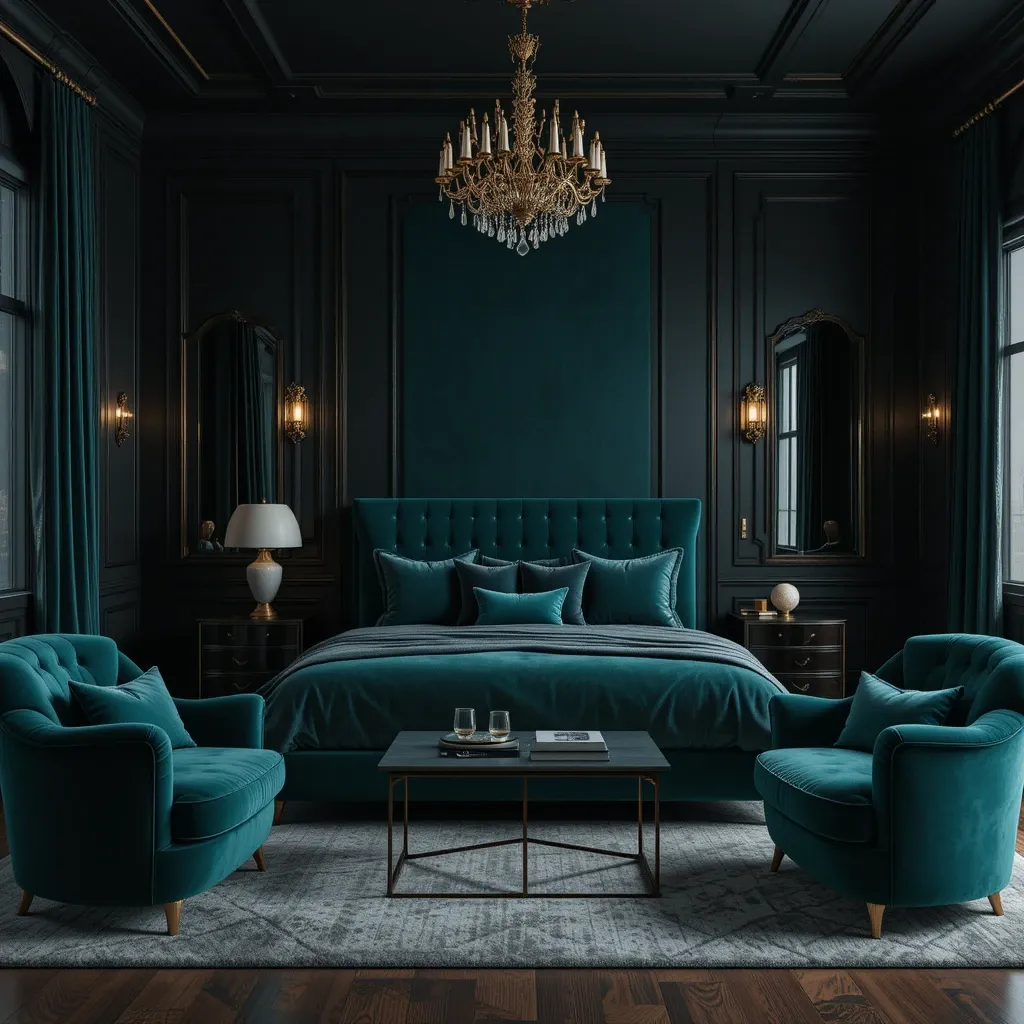 Black Wall with Velvet Upholstery