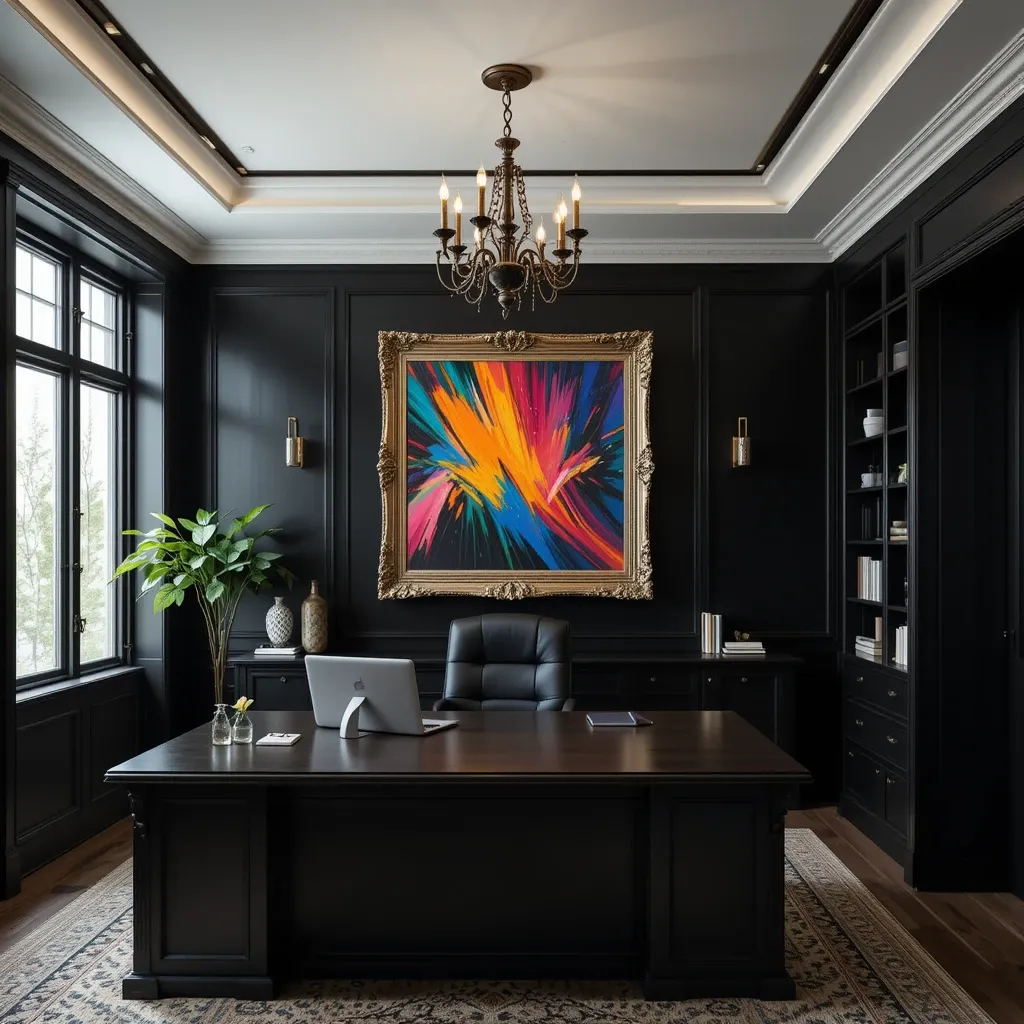 Black Wall with Vintage Frames