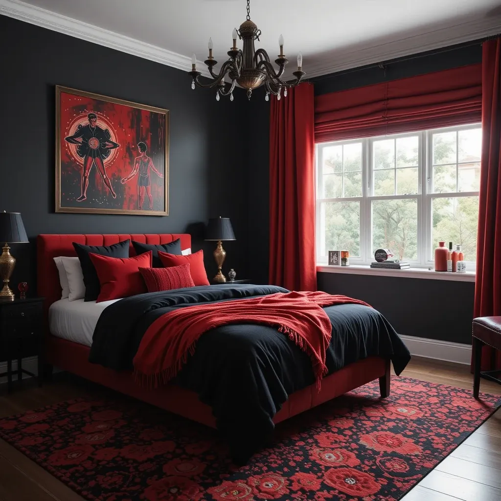 Black Walls with Red Accents