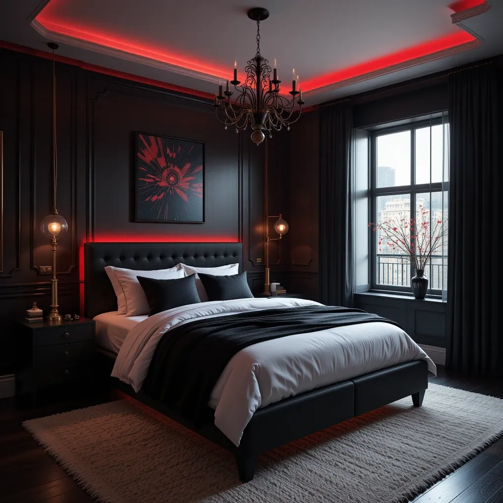 Black Walls with Red Lighting