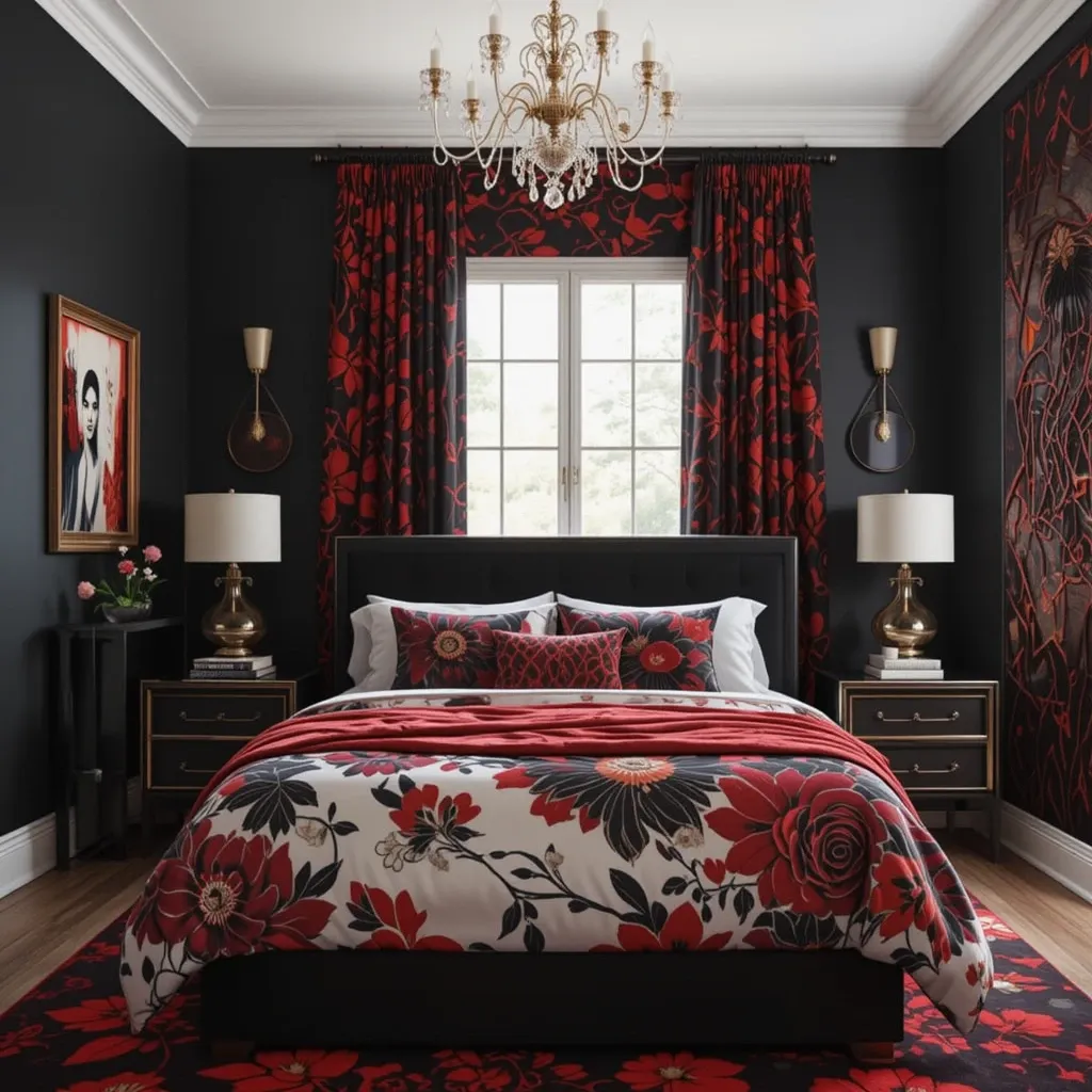 Black and Red Floral Patterns
