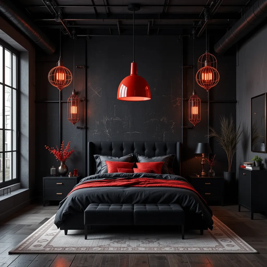 Black and Red Industrial Lighting