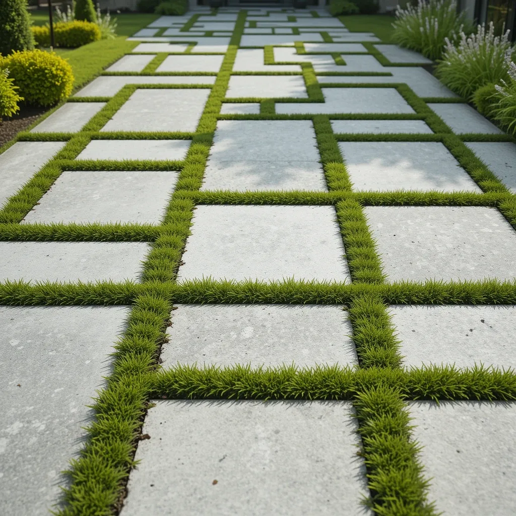 Concrete Pavers with Grass Joints