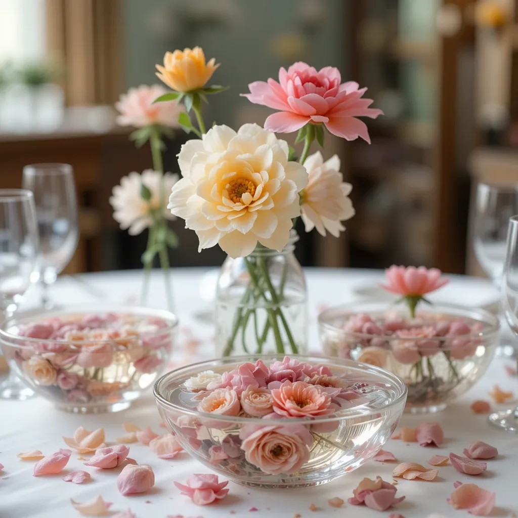 Floating Flowers in Water Bowls