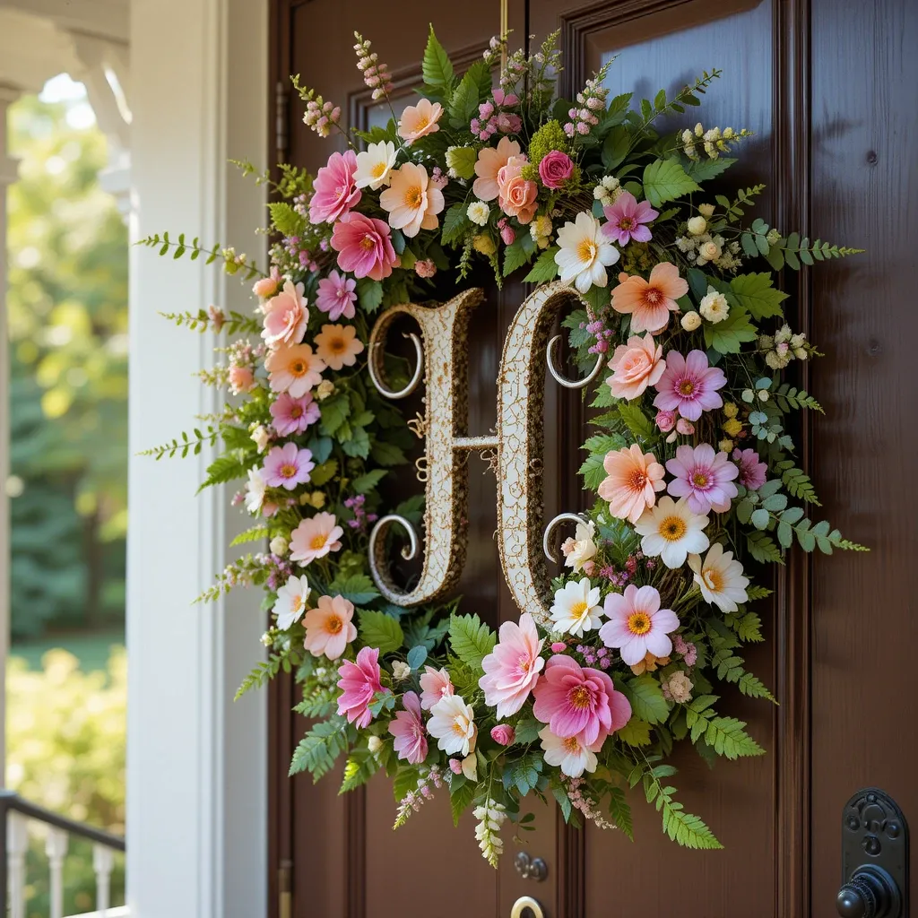 Floral Monogram Door Hanger