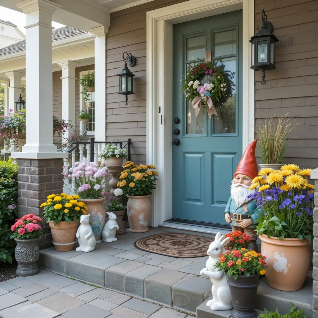 Garden Gnome and Spring Statues