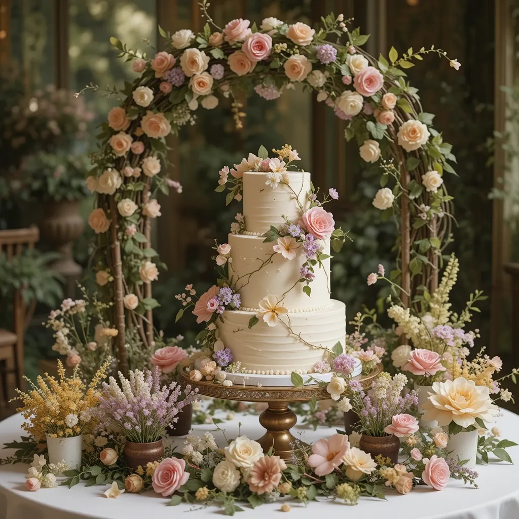 Garden-Inspired Wedding Cake Display
