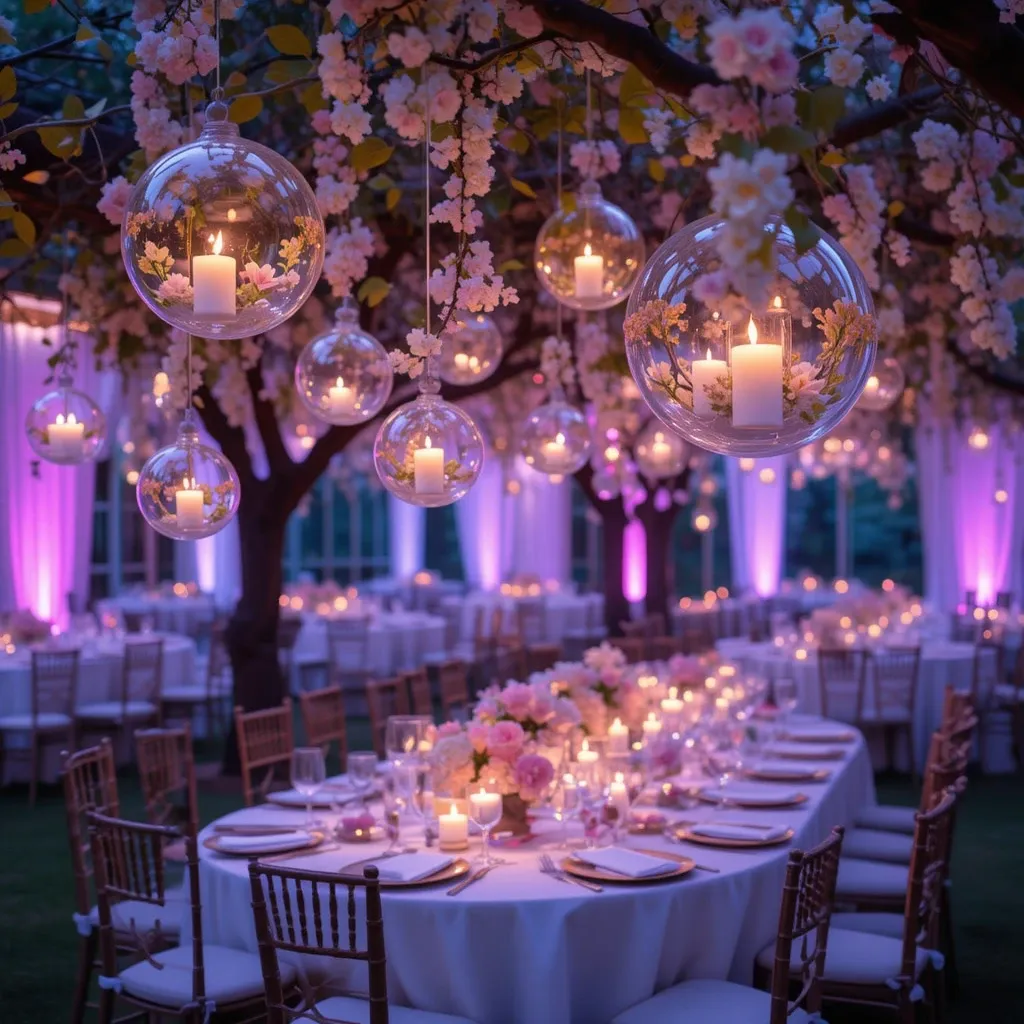 Hanging Glass Orbs with Candles