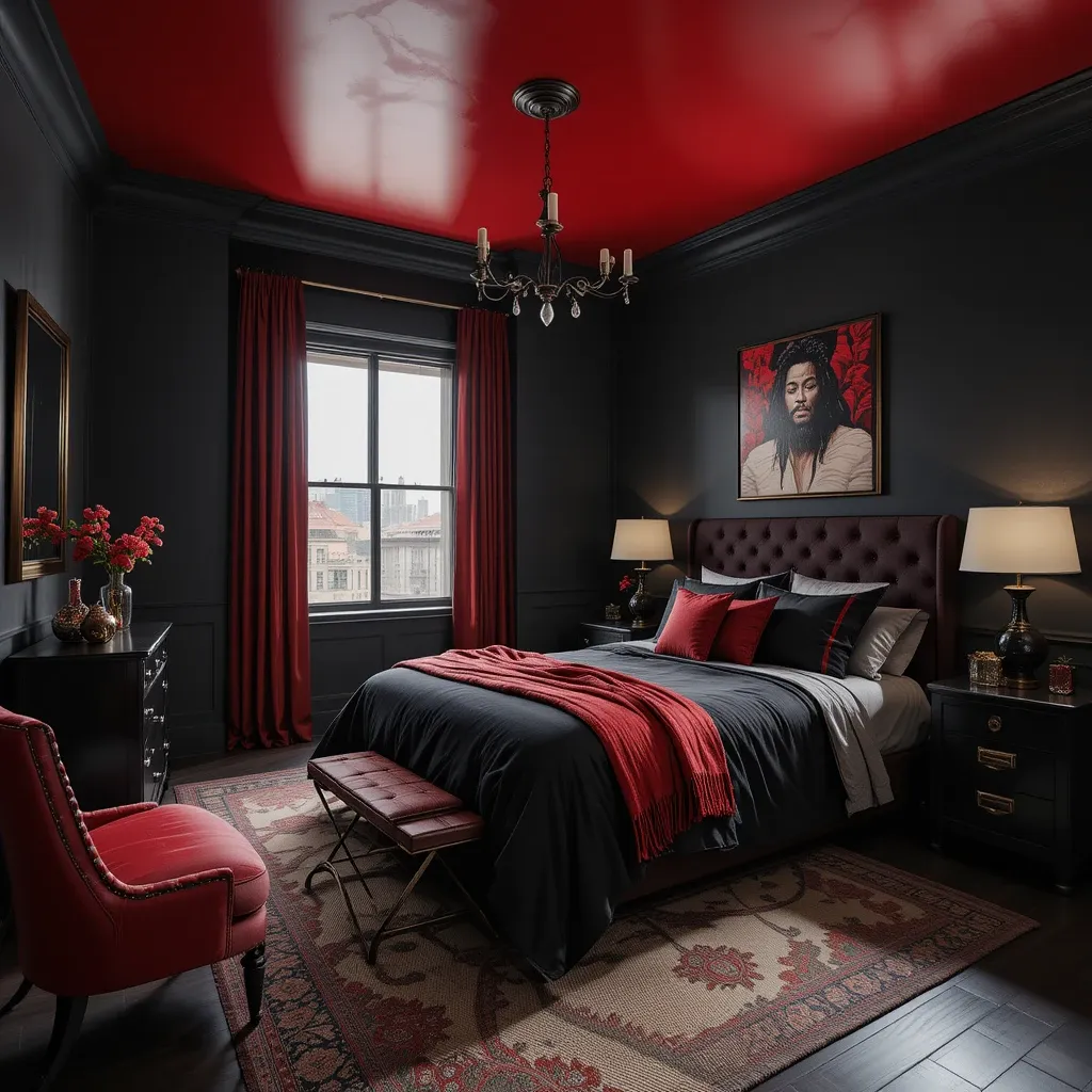 Red Ceiling with Black Walls