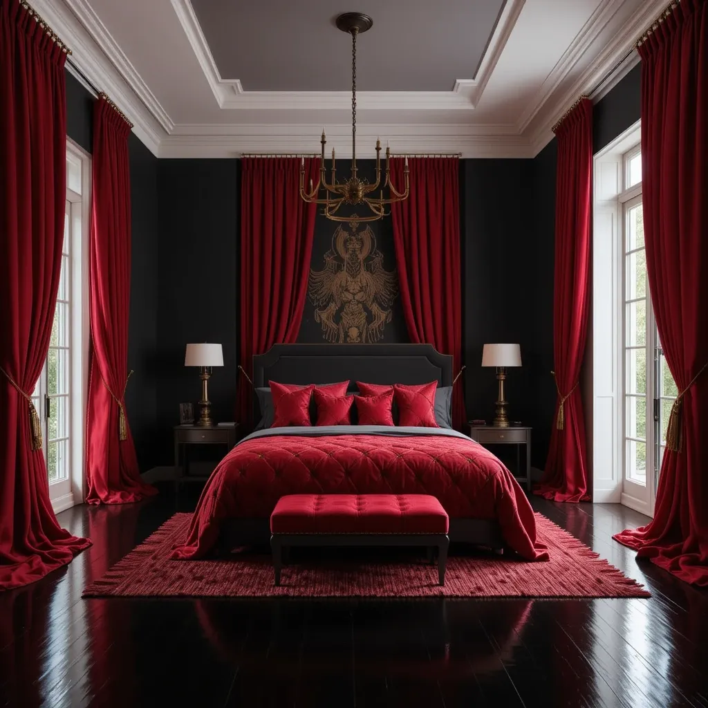Red Drapes with Black Floor