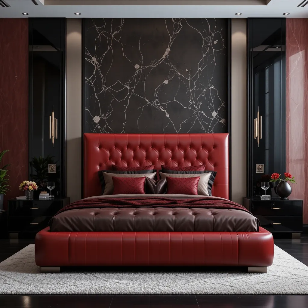 Red and Black Leather Bed Frame