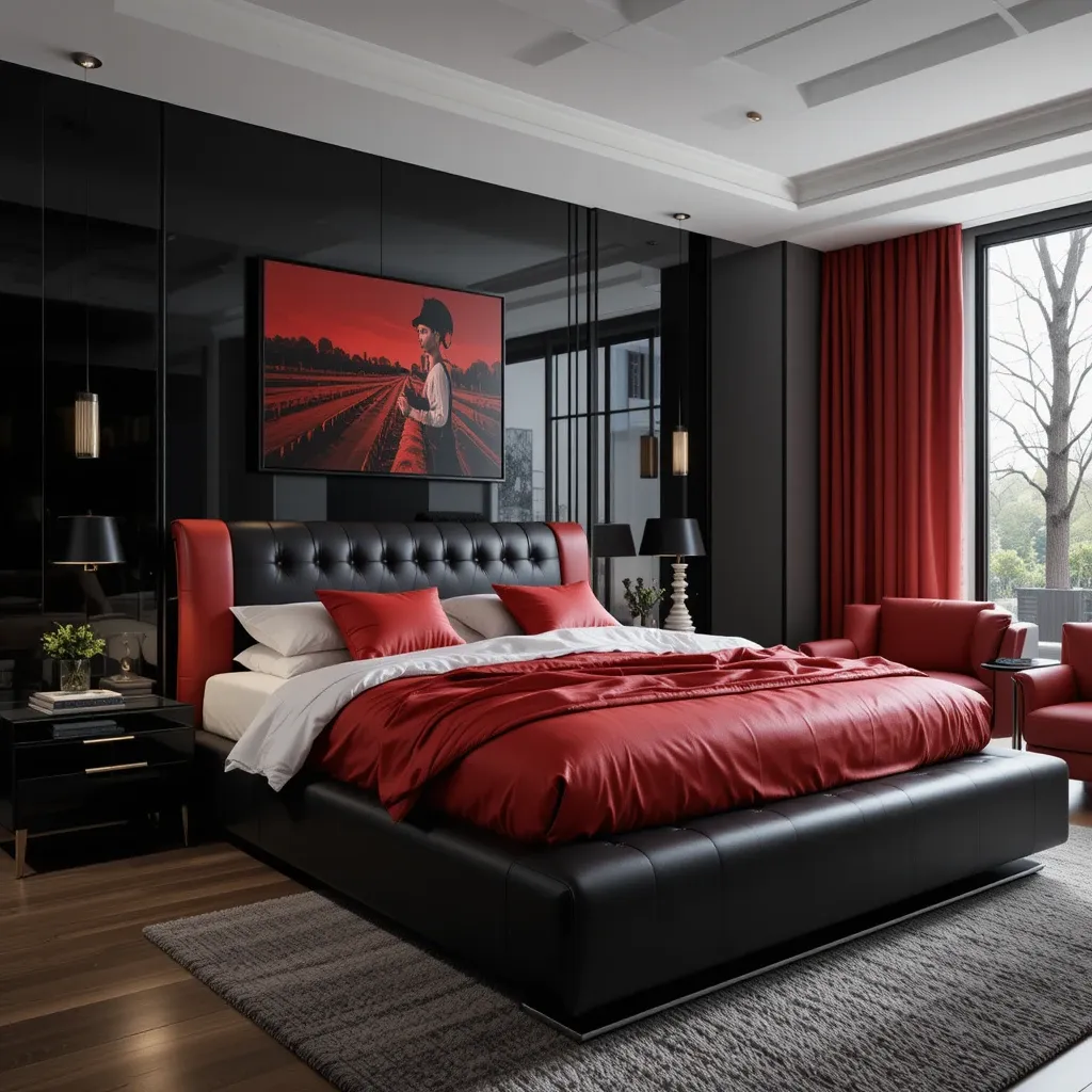 Red and Black Leather Furniture
