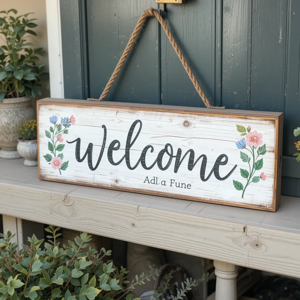 Rustic Wooden Welcome Sign