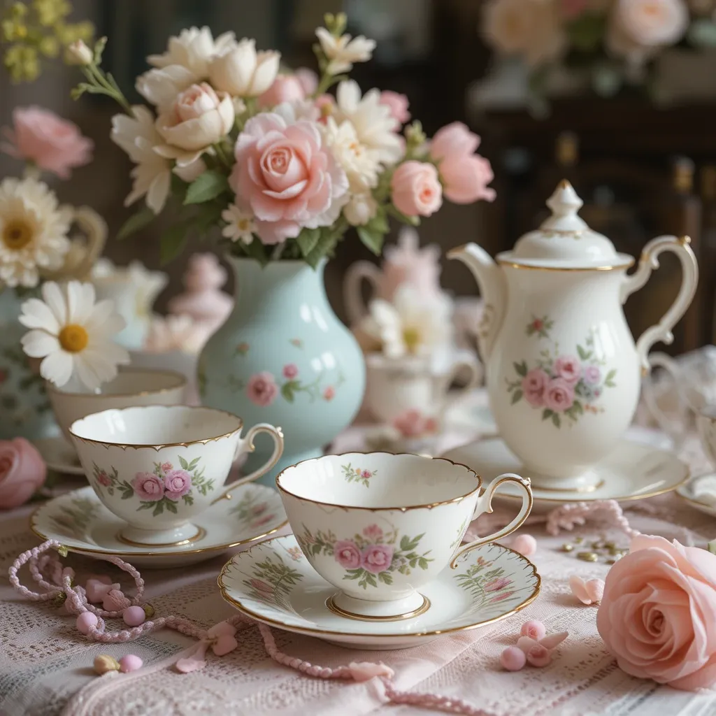 Vintage Tea Set Display