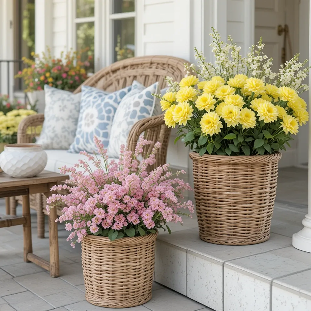 Wicker Basket Flower Display
