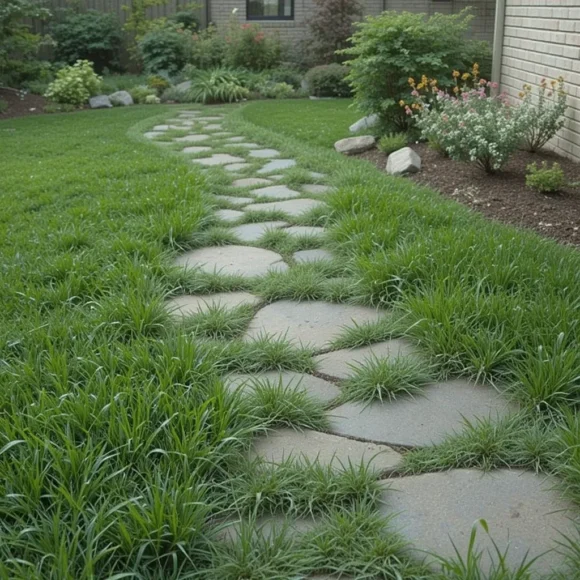 Flagstone Stepping Stones in Grass