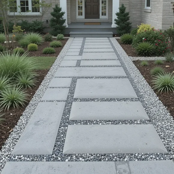Modern Geometric Paver Pathway