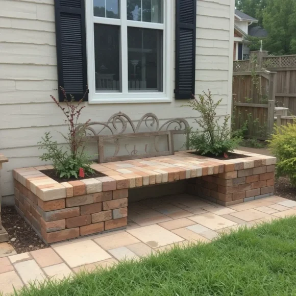 Paver Bench with Built-In Planters