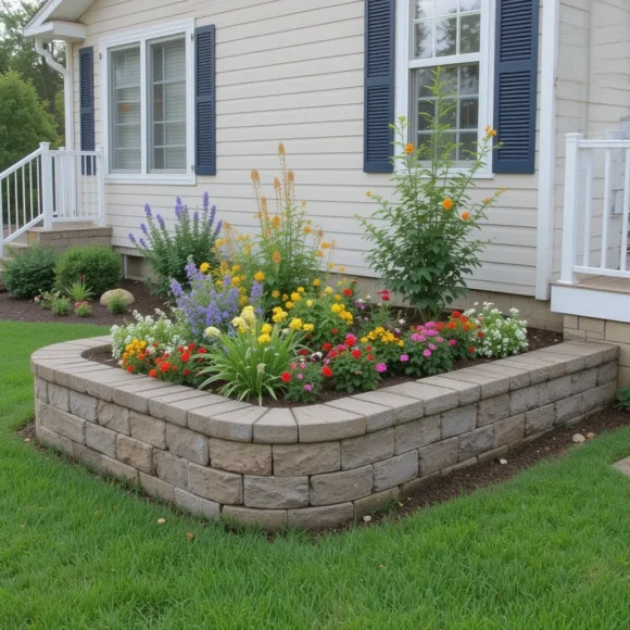 Raised Paver Flower Bed