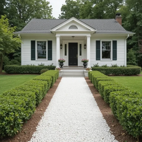 White Gravel and Boxwood Borders