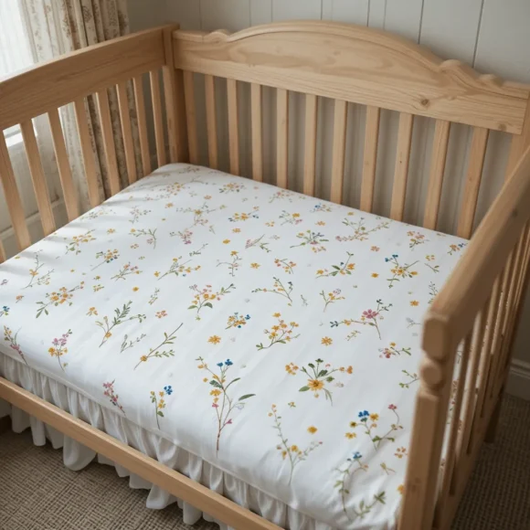Embroidered Floral Crib Sheets