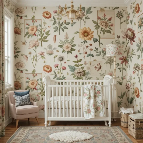 Vintage Botanical Print Wallpaper