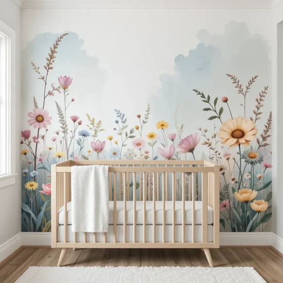 Watercolor Wildflower Wall Mural