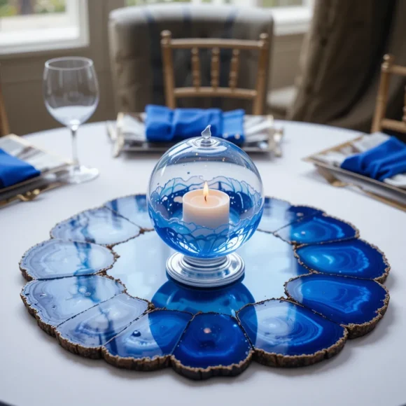 Blue Agate Slice Centerpiece