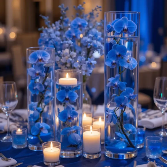 Floating Royal Blue Orchids