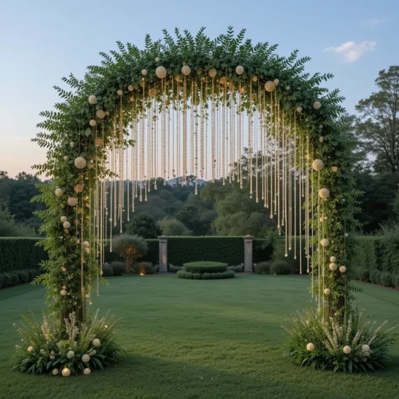 Green Arch with Hanging Crystals