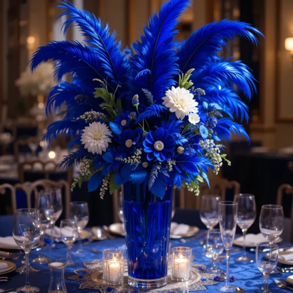 Royal Blue Feather Arrangement