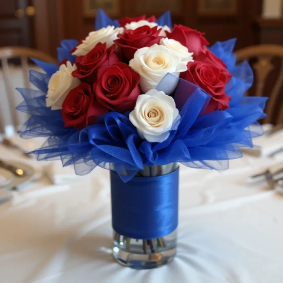 Royal Blue Tulle and Roses