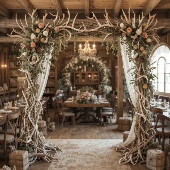 Western-Themed Wedding Decor with Antlers