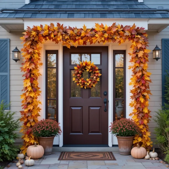 Add Faux Fall Garlands Around Your Door Frame