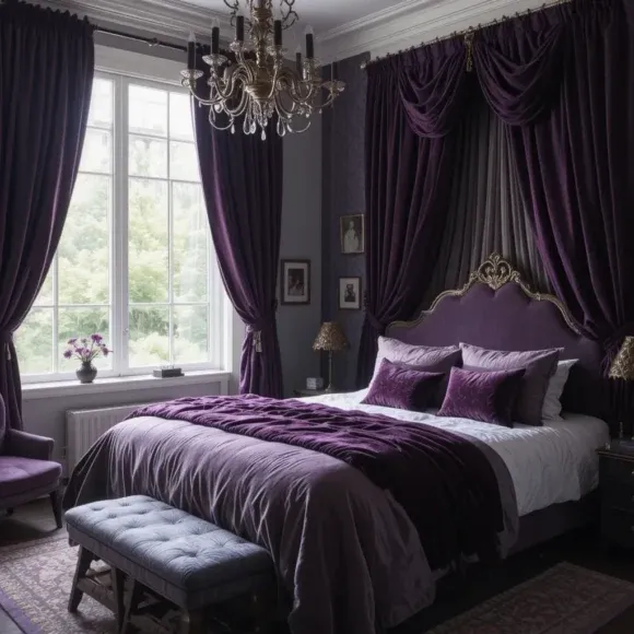 Velvet Drapes in Plum
