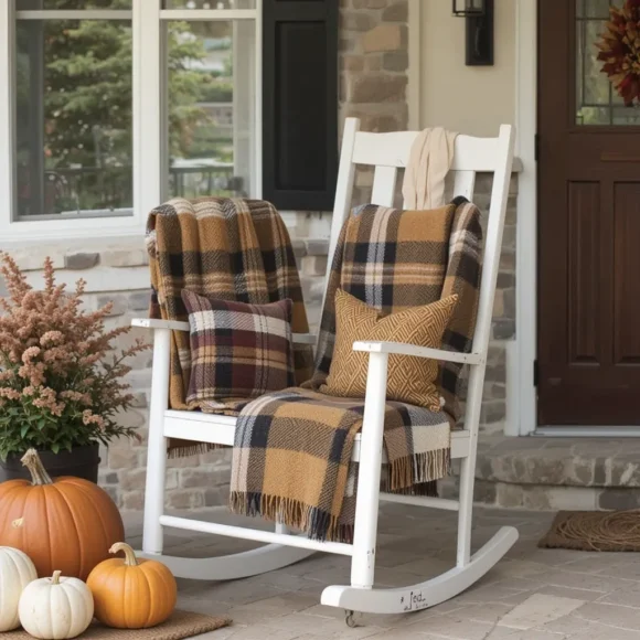 Add a Cozy Plaid Blanket Over Your Rocking Chair