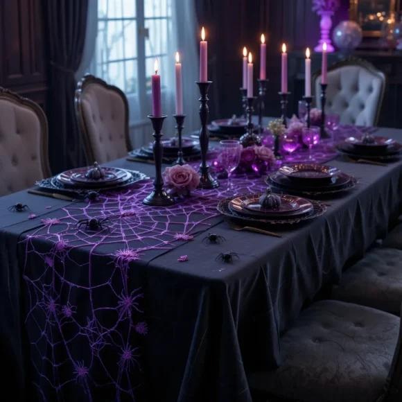 Amethyst Spider Web Table Runner