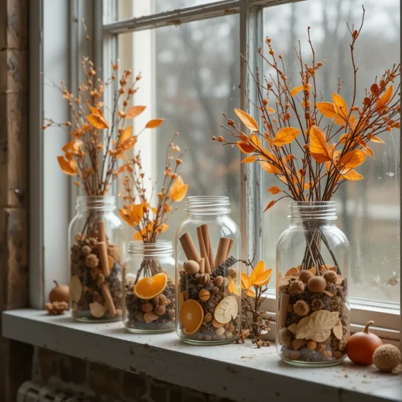 Apothecary Jars Filled with Seasonal Finds