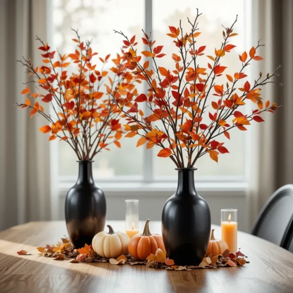 Autumn Branches in Black Vases